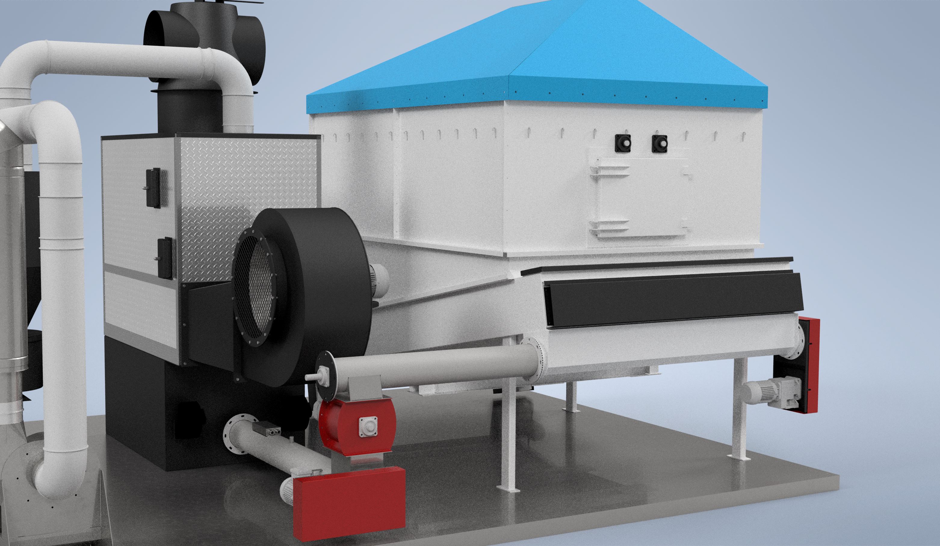 WA 150 Industrial Wood waste burner with an offset Heater