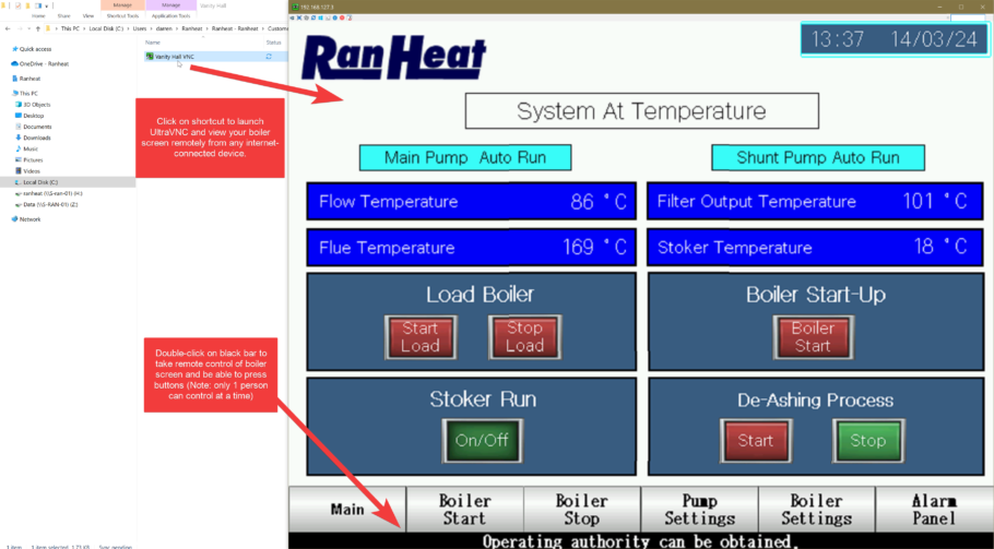 UltraVNC remote access shortcut instructions